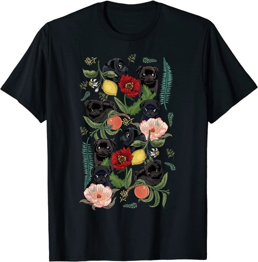 Discover Botanical and Black Pug T- shirt