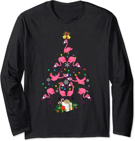 Discover Pink Flamingo Christmas Tree Long Sleeve