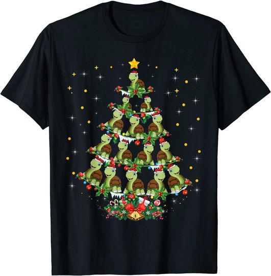 Discover Turtle Reptiles Animal Lover Xmas Gift Turtle Christmas Tree T-Shirt