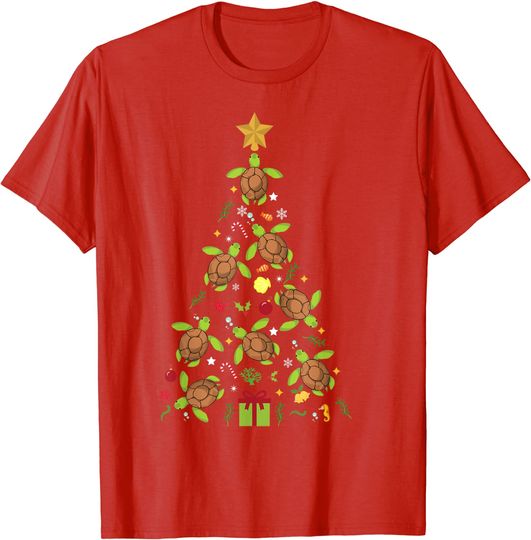 Discover Turtle Christmas Tree Sea Turtle Lover Xmas Gift T-Shirt