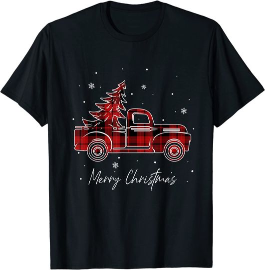 Discover Merry Christmas Buffalo Truck Tree Red Plaid For Men Women T-Shirt