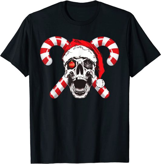 Discover Skeleton Skull Santa Hat Lover Merry Christmas Xmas T-Shirt