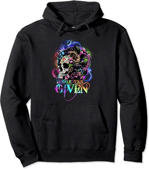 Discover Zero F.u.c.k.s Given Sugar Skull Skeleton Rainbow Tie Dye Pullover Hoodie