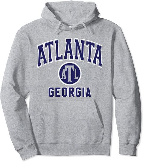Discover Atlanta Georgia ATL Varsity Style Navy Blue Print Hoodie