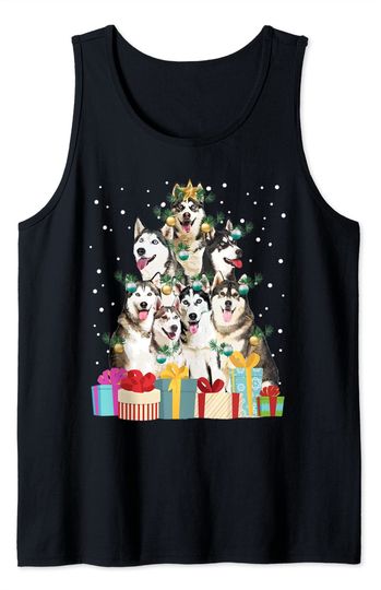 Discover Siberian Husky Dog Christmas Tree Lights Pet Puppy Tank Top