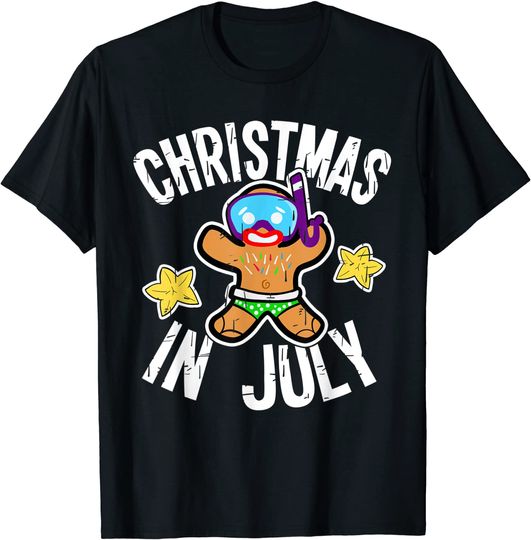 Discover Summer Xmas Gingerbread Man Snorkel for Christmas in July T-Shirt