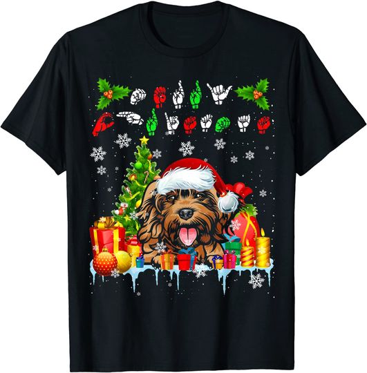 Discover Merry Christmas Christmas ASL Santa Cockapoo Dog T-Shirt