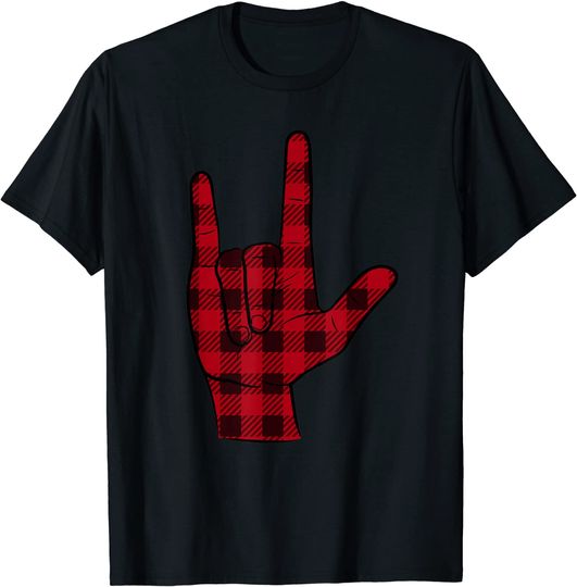 Discover Love American Sign Language Costume ASL Red Plaid T-Shirt