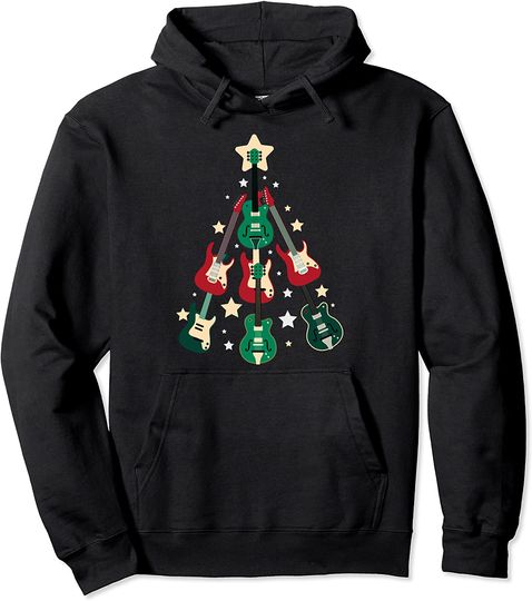 Discover Guitar Christmas Tree Acoustic Music Holiday Pullover Hoodie
