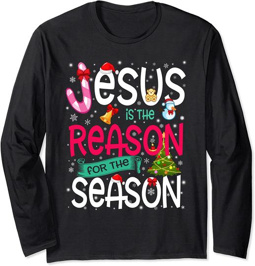 Discover Jesus Is The Reason For The Season Funny Christmas Pajamas Long Sleeve