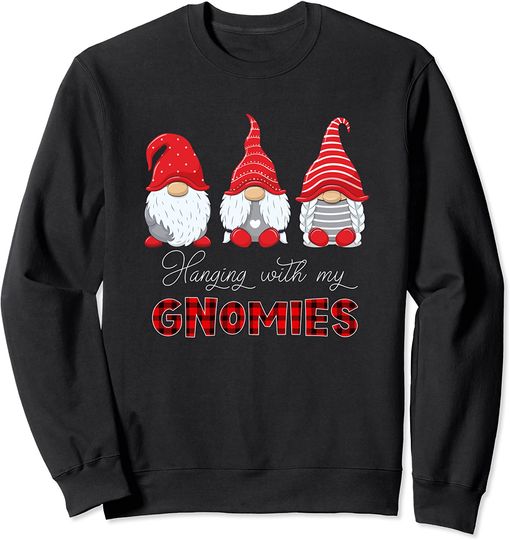 Discover Three Gnomes Christmas Hanging With My Gnomies Plaid Red Sweatshirt