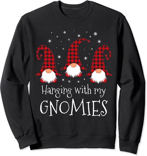 Discover Hanging With My Gnomies Plaid Garden Christmas Gnome Sweatshirt