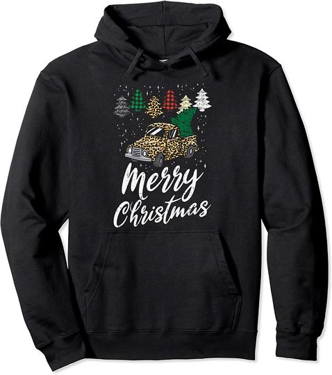 Discover Merry Christmas Paid Leopard Truck Xmas Pullover Hoodie