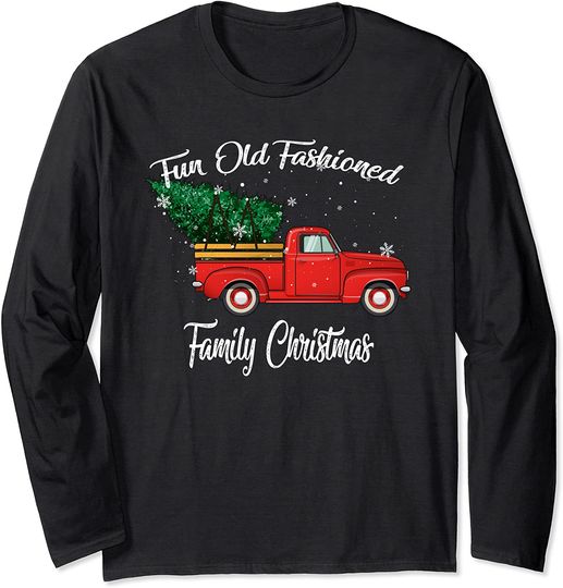 Discover Old Red Truck With Christmas Tree Long Sleeve