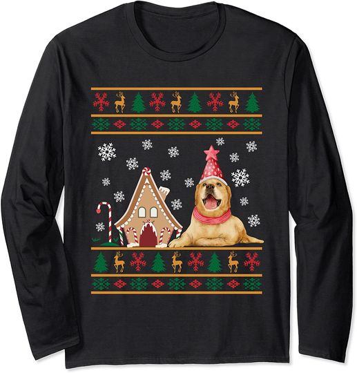 Discover Cute Golden Retriever Christmas Ugly Sweater xmas Reindeers Long Sleeve