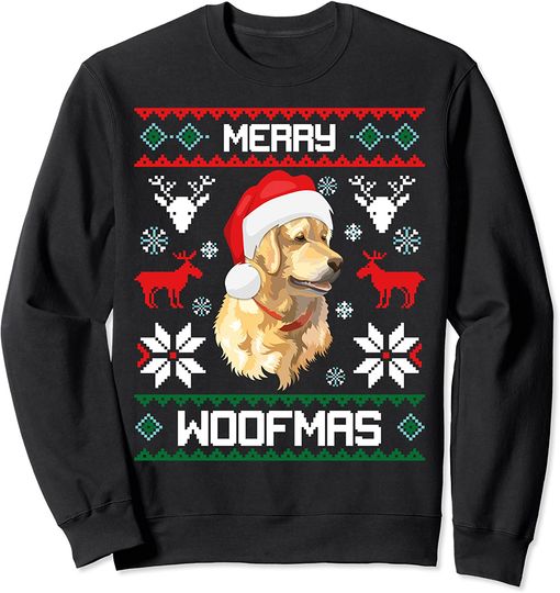 Discover Golden Retriever Dog Merry Woofmas Christmas Sweatshirt