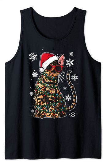 Discover Black Cat Christmas Tree Lights Cat Christmas Tank Top