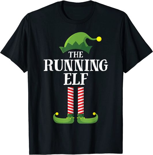 Discover Running Elf Matching Family Group Christmas Party Pajama T-Shirt