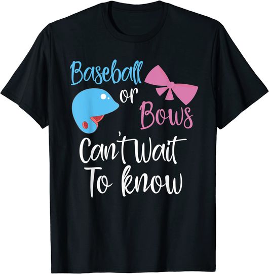 Discover Baseball Or Bows Gender Reveal Party Baby Announcement T-Shirt