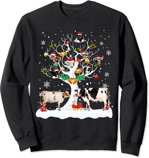Discover Cow Christmas On Winter Tree Goat Lover Matching  Sweatshirt