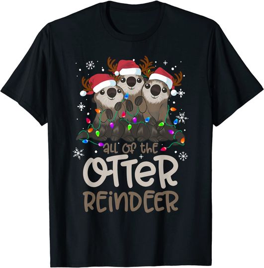 Discover All Of The Otter Reindeer Funny Christmas Tree Xmas Lights T-Shirt