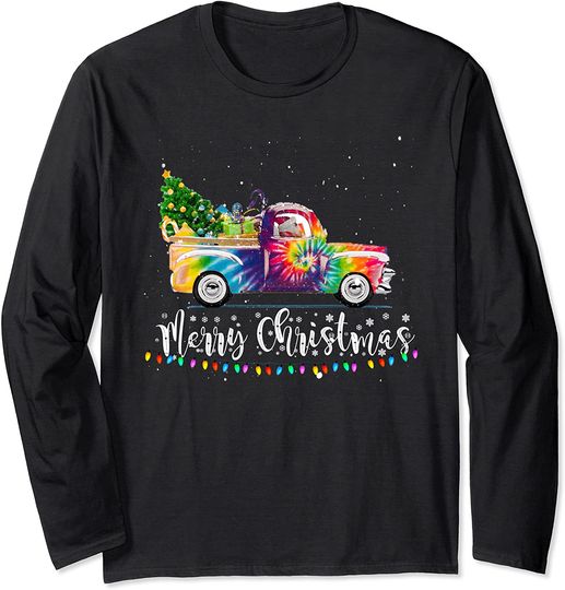 Discover Tie Dye Wagon Christmas Tree On Car Xmas Vacation Long Sleeve
