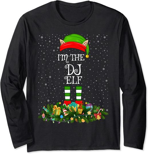 Discover Matching Family Group I'm The DJ Elf Christmas Long Sleeve