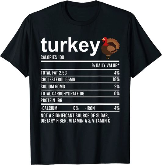 Discover Thanksgiving Food Apparel Turkey Nutrition Fact Foodie T-Shirt