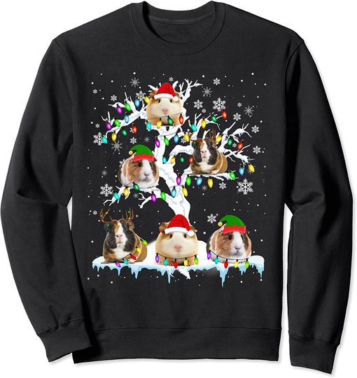 Discover Guinea Pig On Xmas Tree Reindeer Santa Elf Guinea Pig Lover Sweatshirt