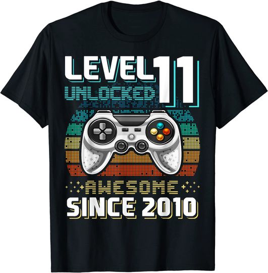 Discover Level 11 Unlocked Awesome 2010 Video Game 11th Birthday Gift T-Shirt