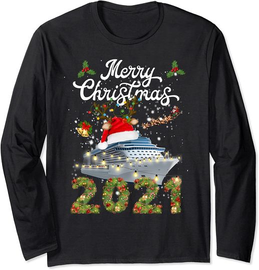 Discover Merry Cruisemas 2021 Christmas Santa Reindeer Cruise Long Sleeve
