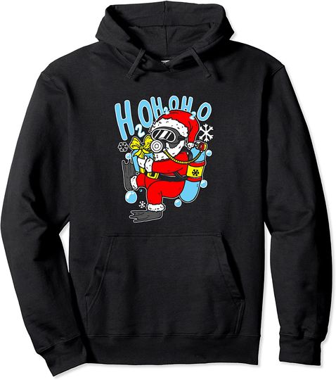 Discover Diving Santa H2O  Christmas Dive Scuba Diver Pullover Hoodie