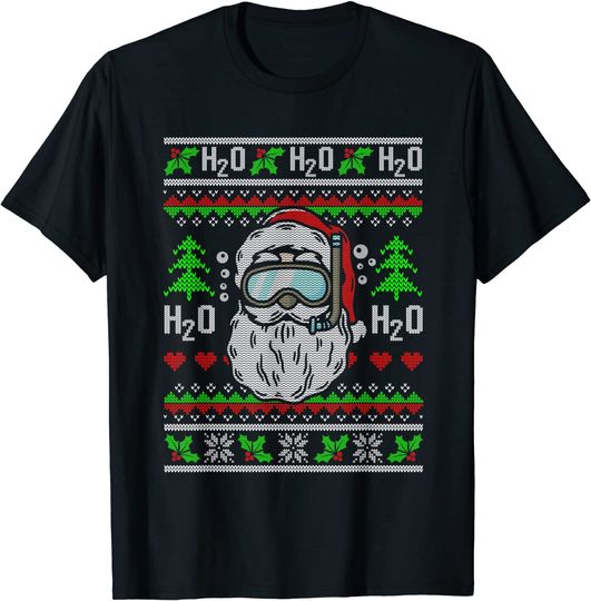 Discover Santa Scuba Diving H2O Ugly Christmas Sweater T-Shirt