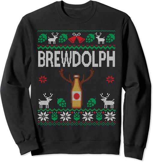 Discover Brewdolph Ugly Christmas Beer Lover Craft Beer Brewer Sweatshirt