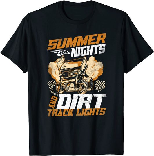 Discover Summer Nights And Dirt Track Lights Racing Race Vintage T-Shirt