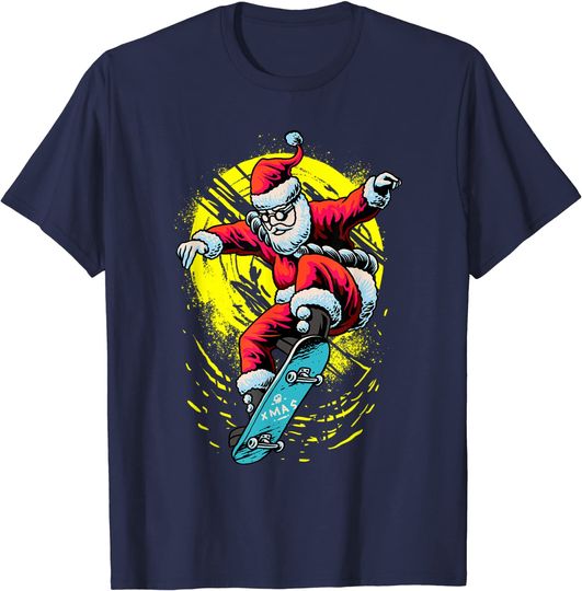 Discover Santa Claus Skateboarding T-Shirt