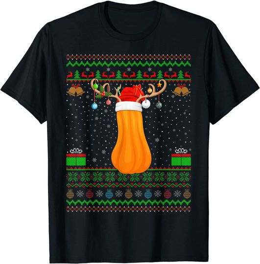 Discover Xmas Lighting Santa Hat Ugly Squash Christmas T-Shirt