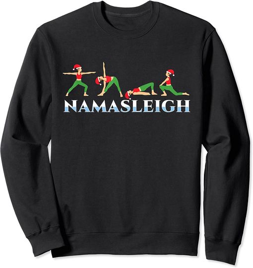 Discover Christmas Santa Yoga Poses Namasleigh Xmas Holiday 2021 Sweatshirt