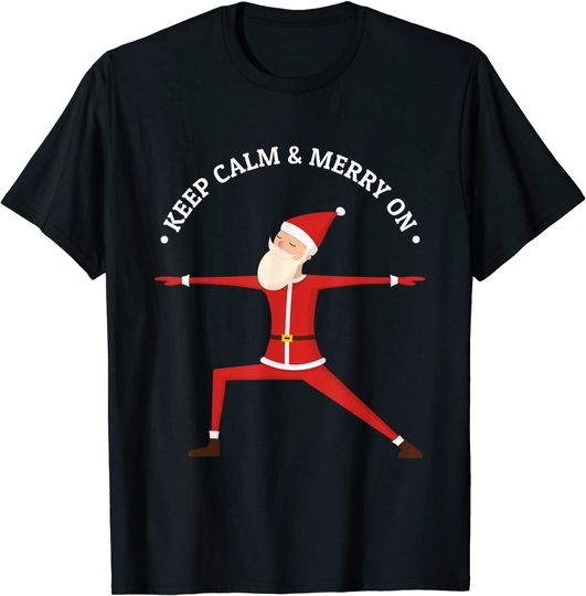 Discover Yoga Merry Christmas Stress Santa Meditation Namaste T-Shirt
