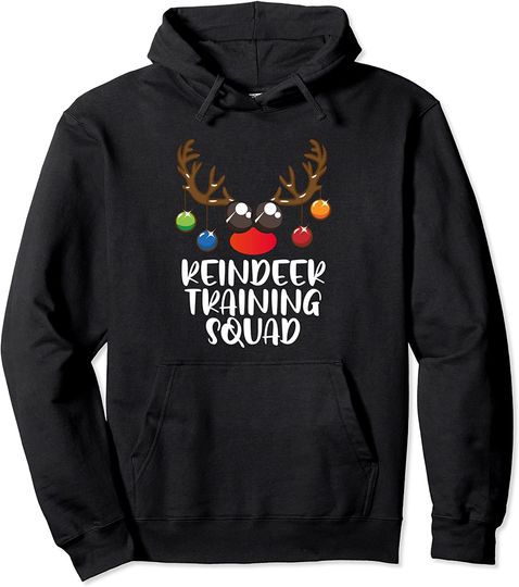 Discover Reindeer Training Squad Funny Christmas Deer Runner Running Pullover Hoodie
