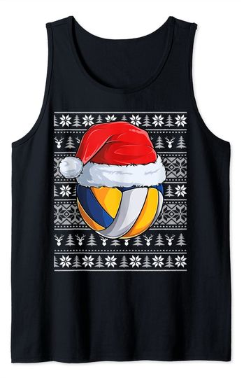 Discover Volleyball Ball Santa Hat Christmas Ball Santa Pajamas Tank Top