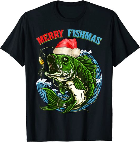 Discover Merry Christmas Fishmas Fishing Fish Present T-Shirt