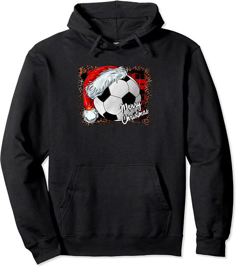 Discover Football Ball Santa's Hat Christmas Xmas Soccer Fan Pullover Hoodie