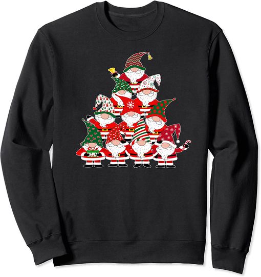 Discover Christmas Gnome Santa Tree Holiday Sweatshirt