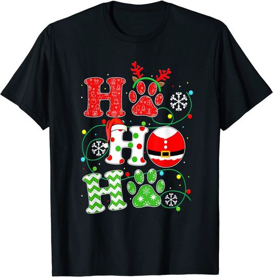 Discover Christmas Ho Ho Ho Dog Paw Gift For Dog Lover Funny Xmas T-Shirt