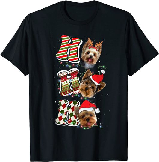 Discover Christmas Ho Ho Ho Yorkshire Terrier Dog Lover Funny Xmas T-Shirt