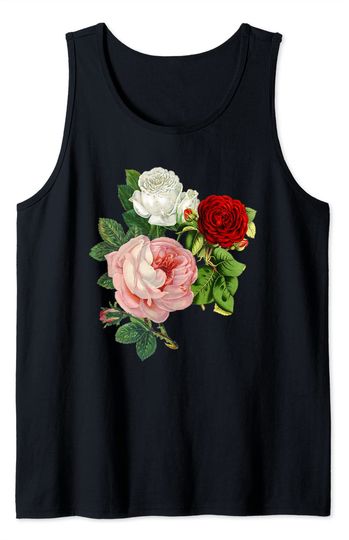 Discover Blossom Rose Tank Top Vintage Flower Floral Illustration Lovers