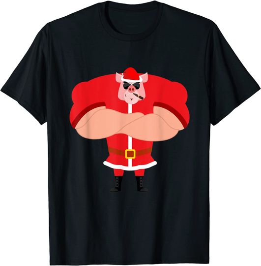 Discover Santa Weightlifting Christmas Fitness Gym Deadlift Xmas T-Shirt