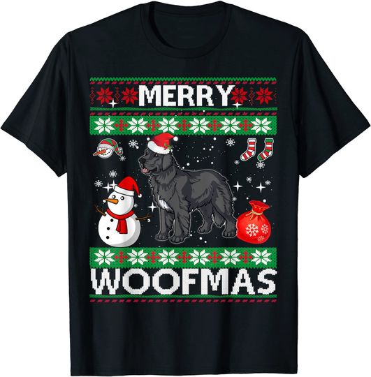 Discover Newfoundland Dog Merry Woofmas T-Shirt Christmas Costume T-Shirt