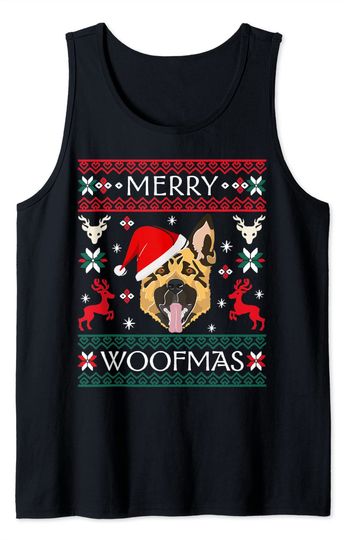 Discover Funny German Shepherd Merry Woofmas Christmas Dog Lover Gift Tank Top